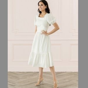 NWOT Rachel Parcell White Puff Sleeve Dress Medium